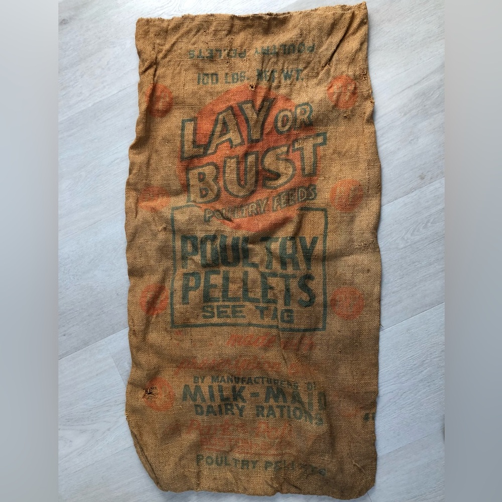 Vintage 1940’s Poultry Feed Burlap Sack - Picture 4 of 14